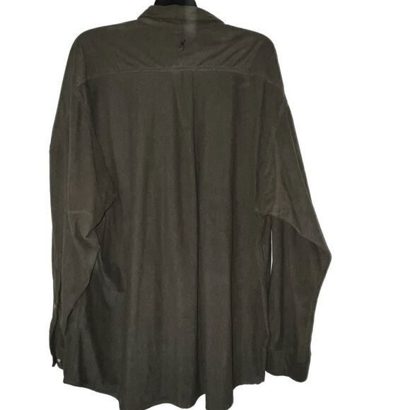 Browning Button Up Shirt Mens XL Forest Green Long‎ Sleeve Casual Buck Suede - Picture 7 of 13